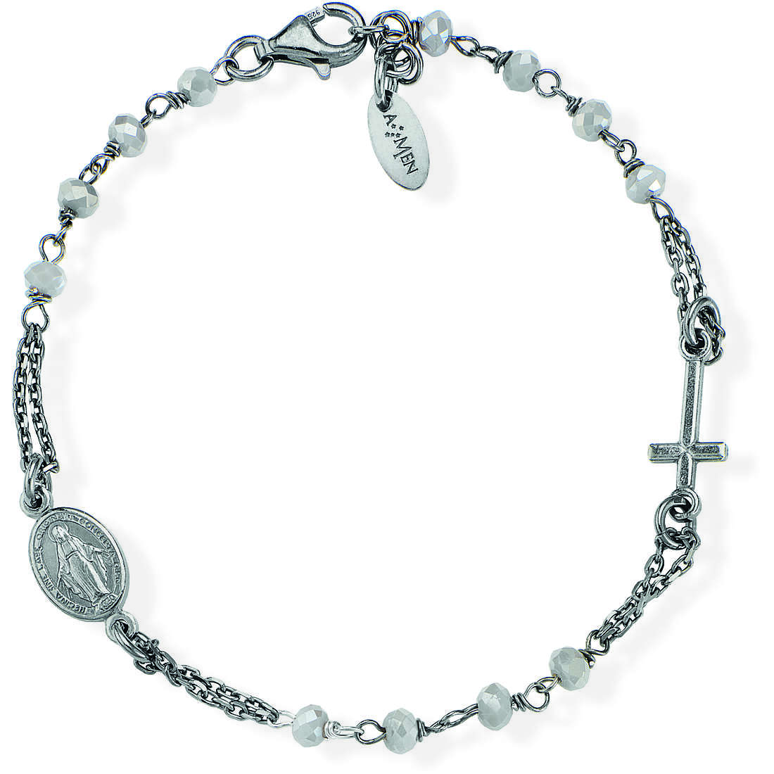 bracelet Avec perles femme Argent 925 bijou Amen Rosari BRONF3
