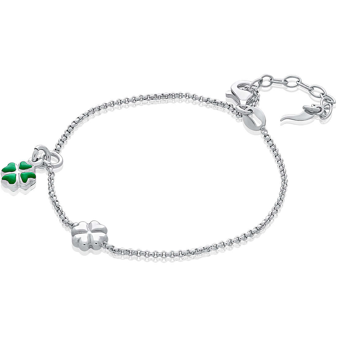 Bracelet AMEN trèfle à quatre feuilles en coeur vert argent 925