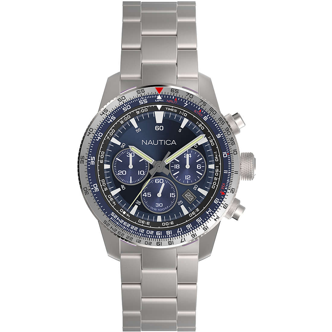 chronographe montre Acier Cadran Bleu homme Pier39 NAPP39004