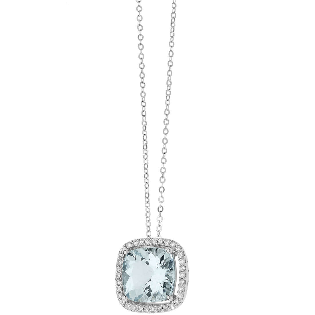 collier bijou Or femme bijou Diamant, Aigue-marine GLQ 266