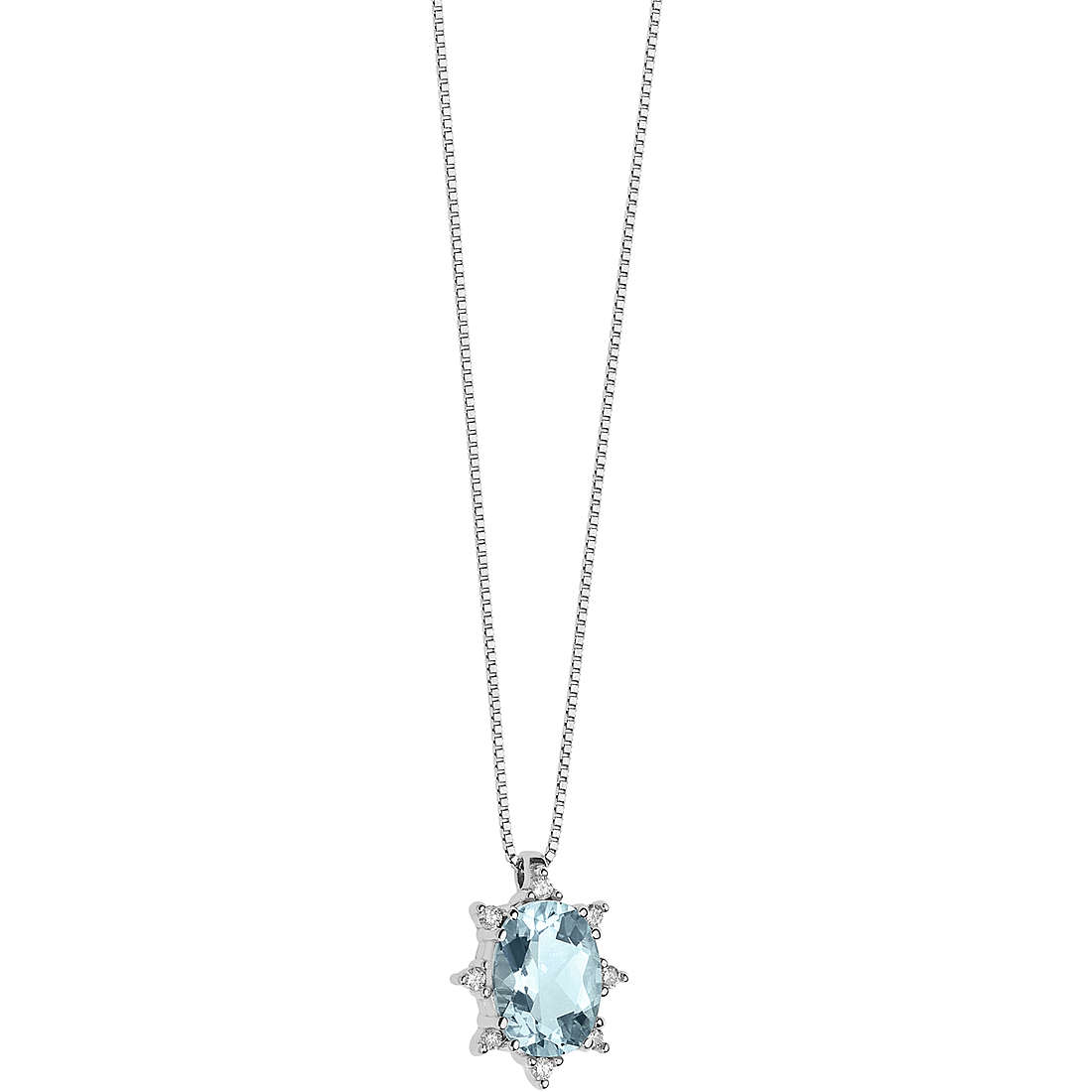 collier bijou Or femme bijou Diamant, Aigue-marine GLQ 269